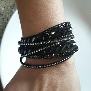 Brand New Swarobski Black Wrap Sparkle Bracelet